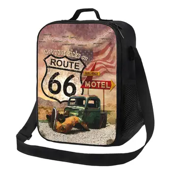 Получите удовольствие От Многоразового Ланч-бокса Route 66 для Многофункциональных Автомобильных дорог США Дорожный Знак Термоохладитель Еда Изолированный Ланч-Бокс
