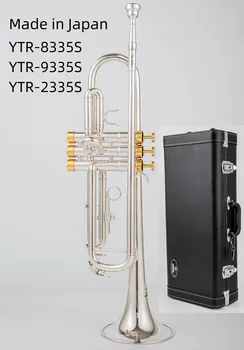 Японское качество 8335S Bb Труба Си бемоль, латунные посеребренные профессиональные музыкальные инструменты для игры на трубе в кожаном футляре из золота