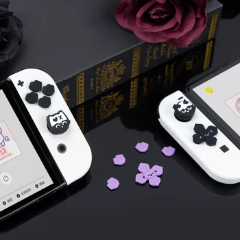 Кошачья Силиконовая Мягкая Крестовина D-pad ABXY Key Sticker Thumb Stick Grip Cap Чехол Для Nintendo Switch Oled NS Joy-con Skin Case