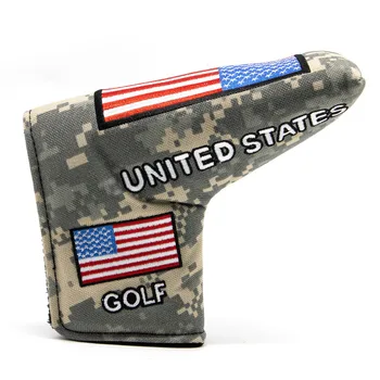 Кожаный чехол для клюшки для гольфа, флаг США, Камуфляж ручной работы, Головные уборы для клюшек для гольфа, кожаный чехол для клюшки для гольфа
