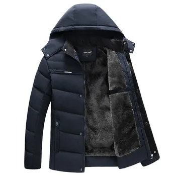Мужские пальто 2023 Зимняя куртка Мужская Утепленная водонепроницаемая верхняя одежда с капюшоном Теплое пальто Отцы и одежда Повседневные мужчины и пальто