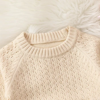 Детский свитер, комбинезон С длинным рукавом, круглый вырез, завязывающийся спереди, трикотажное боди, осенне-зимняя одежда для младенцев