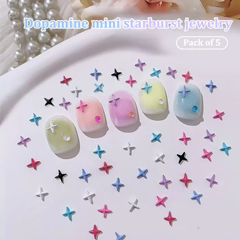 5шт 3D мини-звезда из сплава с 4-ю точками, очаровательное украшение для ногтей 
