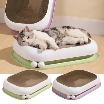 Кровати для кошек Двухслойная Картонная Кровать-кушетка С интерактивным шариком Из гофрированной бумаги Для дрессировки кошек, игрушки для шлифования Когтей