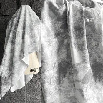 Всплеск чернил для окрашивания джинсовой ткани, Холщовая рубашка В китайском стиле Hanfu, высококачественная креативная трансформация ткани дизайнера одежды