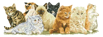 Восемь кошек 57-26 Вышивка крестиком Экологическими Хлопчатобумажными Нитками Украшение Дома Подвесная Картина