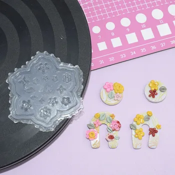 Супер Крошечная мини-форма для глины в виде 3D цветка, дизайнерская форма для сережек из полимерной глины с текстурным рисунком, силиконовая форма для рукоделия