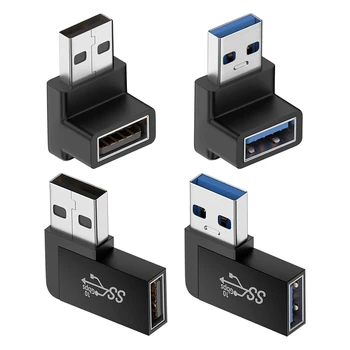 4 комплекта адаптера USB 3.0 с вертикальным углом наклона вверх и вниз, горизонтальным левым и правым углом USB-удлинитель между мужчинами и женщинами Прочный