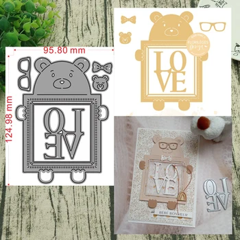 Штампы для резки металла Addycraft с изображением медведя и любви, вырезанные для вырезок из бумаги, форма для ножей, трафареты для штамповки лезвий
