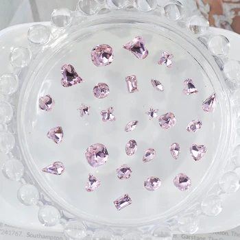 Различные Формы Светло-Розовый Сверкающий Камень С Острым Дном 3D Glass Nail Art Crystal Rhinestone Для Украшения Ювелирных Изделий DIY