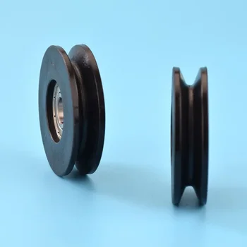 1 шт. высококачественное черное 5-сантиметровое роликовое колесо с V-образным пазом, кран для прохождения троса, подъемный подвижный шкив с подшипником, нейлоновое колесо 10*50*13