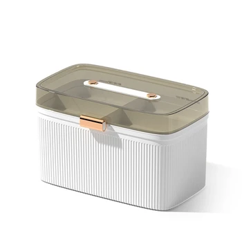 1 Шт Портативный Ящик для хранения первой помощи Прозрачный 2-уровневый Ящик для хранения Пластиковый Ящик для хранения лекарств Большой емкости для экстренных случаев