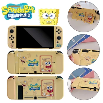 Чехол SpongeBob для Nintendo Switch Oled Аксессуары для игровой консоли NS Cute Frame Protector Совместимая защита от падения Аниме Cute