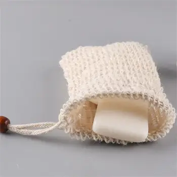 Пенящаяся сетка из натурального джута Рами, сумка для мыла ручной работы, которую можно повесить на балку, сумка для мыла для рта, экологически Чистая сетчатая сумка для рукоделия