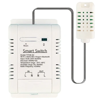 Белый Беспроводной пульт Smart Switch Tuya с контролем энергопотребления, термостат температуры и влажности для Alexa