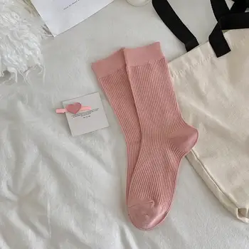 Однотонные носки Хлопчатобумажные носки уютного карамельного цвета, вязаные женские зимние носки, толстые теплые противоскользящие