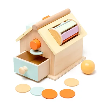 Монтессори Деревянный домик Образование детей раннего возраста Метательный мяч Ящик для монет Обучающая игра Детские игрушки