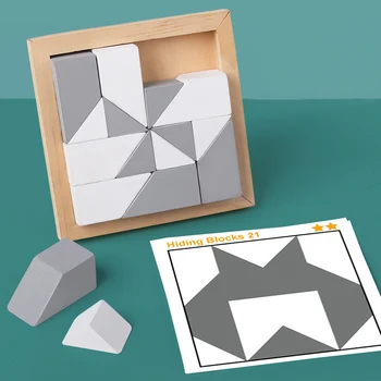 Новые 3D геометрические пазлы Монтессори, строительный блок, меняющий лицо, тренирующий логическое мышление, Деревянная игрушка для раннего развития детей
