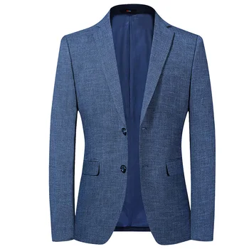 Весенне-осенний мужской костюм Lansboter Blue, пальто, приталенный костюм среднего и молодежного размера, деловой костюм для отдыха