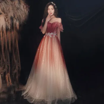 DongCMY винно-красное фантазийное платье Новое банкетное свадебное платье для похудения с одним плечом Роскошные вечерние платья 2024
