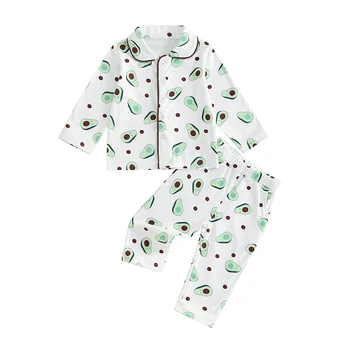 Комплект Пижам для малышей и девочек Avocado, Детская пижама, рубашка на пуговицах, комплект пижам для брюк с эластичной талией, Комплект пижам для брюк