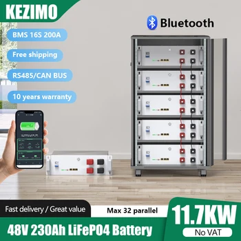 LiFePO4 48V 230AH Аккумуляторная Батарея Bluetooth 51,2 В 11,7 кВт Литиевая Батарея 6000 + Циклов С Шиной RS485/ CAN Для Солнечного Инвертора БЕЗ НАЛОГА