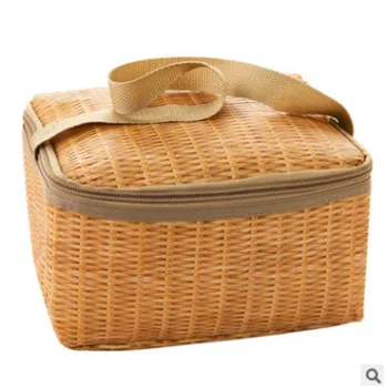 Водонепроницаемый ланч-бокс, сплетенный из ротанга, Портативная сумка для ланча для путешествий, сумка для пикника, контейнер для еды, термосумка для Бенто