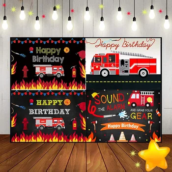 Тема пожарной машины Танцующее пламя, с Днем Рождения, Декорация для вечеринки, баннер, Пожарный, фотография Пожарного, баннер
