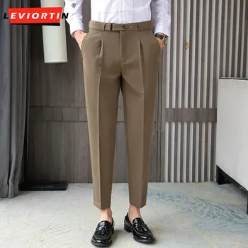 Модные мужские брюки в западном стиле Four Seasons Нового Корейского выпуска с приталенной талией и маленькими прямыми брючинами Для мальчиков-капри
