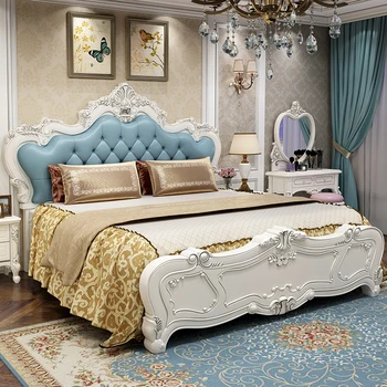 Скандинавская Роскошная Детская двуспальная кровать King Size с высококачественным каркасом изголовья Двуспальная кровать Деревянная Спальная мебель Cama Matrimonio для спальни