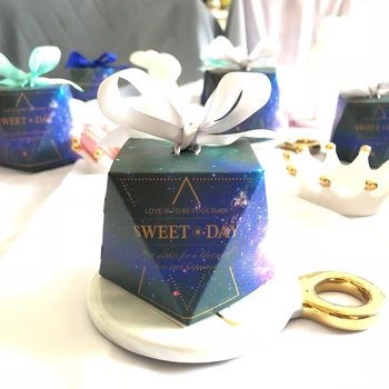 100 шт. свадебные коробки конфет со звездным узором и бриллиантами, портативные держатели для конфет, сахара и шоколада для декора свадебной вечеринки, коробка с лентой