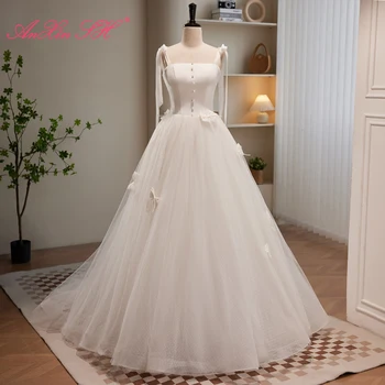 AnXin SH princess белое атласное и кружевное платье на бретельках, расшитое бисером, жемчуг, маленький бантик, кружевные оборки, длинное вечернее платье невесты для вечеринки