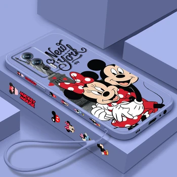 Disney Minnie Mickey London Жидкая Левая Веревка Для Xiaomi Redmi 9A 9C 9AT 10C 9 9T 10 12C 8 12 K60 A1 A2 K50 K40 5G Чехол Для Телефона