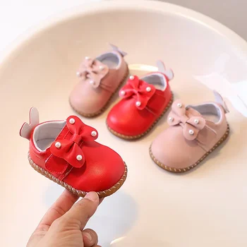 Обувь для малышей 0-1-2 лет, Милые туфли принцессы 0-1-2 лет, Новая Мягкая подошва, Удобная обувь с защитой от падения.