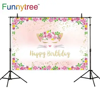 Забавное Дерево, розовый фон для фотостудии, единорог, с 1-м днем рождения, цветок, детский фон для фотосъемки, фотозона