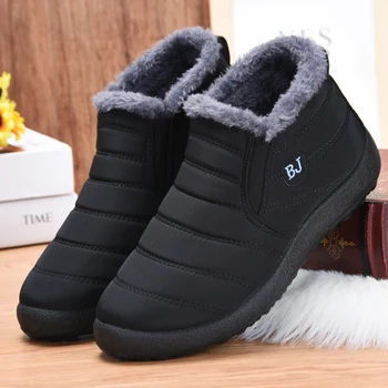 Мужская зимняя обувь, теплые черные ботильоны с удобной водонепроницаемой зимней повседневной хлопчатобумажной обувью, мужская обувь, бесплатная доставка 2023 г.