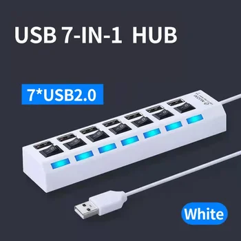 7-портовый Usb 2.0-концентратор с четырьмя разветвителями, подключи и играй, мини-концентратор с маленькой розеткой / Usb-4-портовый разветвитель