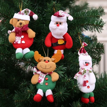 Счастливого Рождества Плюшевая Кукла Орнамент Санта Клаус Снеговик Лось Кулон Рождественская Елка Подвесные Украшения Вечеринка Новогоднее Украшение