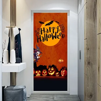 Хэллоуин Ужас Монахиня Призрак Клоун 3d Дверные наклейки Деревянная Дверь Праздничные Декоративные Наклейки Наклейки на стены Наклейка на стену Спальня