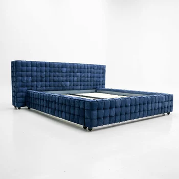 Итальянская кровать из матовой натуральной кожи с застежкой на крючок, двуспальная кровать в главной спальне, Элитная элегантная вилла в стиле постмодерн, дизайнер высокого класса