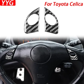 Для Toyota Celica 2000-2005 Настоящее Углеродное Волокно Кнопка Рулевого Колеса Панель Накладка Аксессуары Для Украшения Интерьера Автомобиля Наклейка
