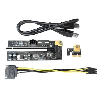 Riser VER 009C Plus PCI Express Адаптер от 1X до 16X Удлинитель Pcie Riser Adapter Card SATA Двойной 6Pin Адаптер