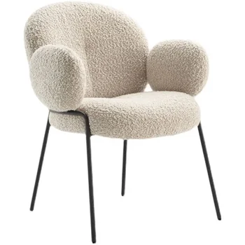 Напольное Минималистичное Дизайнерское Обеденное кресло Luxury White Lamb Простое Современное Обеденное кресло Room Lounge Семейная Мебель Muebles
