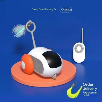 Интеллектуальная Usb-перезаряжаемая интерактивная игрушка для кошек с автоматическим перемещением и дистанционным управлением, вращающийся гравитационный спортивный автомобиль