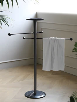 Индивидуальная напольная передвижная мраморная вешалка для полотенец в современной ванной комнате, кронштейн для ванной комнаты, легкая роскошь и минималистский стиль wood