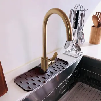Силиконовый кухонный кран, впитывающая прокладка, держатель губки для брызг, Складной протектор столешницы для ванной, Кухонная сумка для хранения