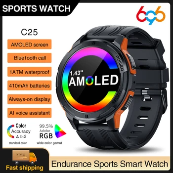 AMOLED Смарт-часы Мужские Smartwatch 2023 Водонепроницаемые Blue Tooth Call 1,43 Дюйма 466 * 466 HD Экран 100 + Спортивные 30 Дней Сна Для Женщин