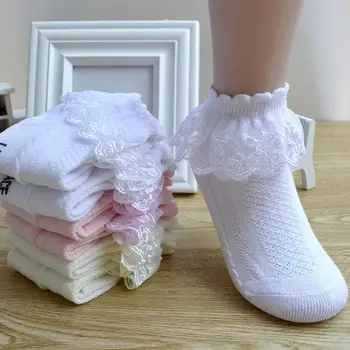 Новые летние сетчатые носки для маленьких девочек, модные короткие носки на щиколотке с кружевными оборками, дышащие носки принцессы для танцев для девочек