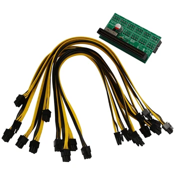 Комплект питания для майнинга - Плата с 10-кратным 6-контактным разъемом и 50-сантиметровый UL 1007 18AWG PCI-E с 6-контактным разъемом на 6 + 2-контактный Разъемный кабель