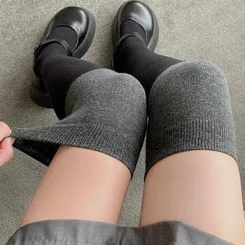 Женские осенне-зимние компрессионные чулки, теплые махровые носки с длинными штанинами, женские хлопчатобумажные носки Harajuku с утолщенным покрытием для икр
